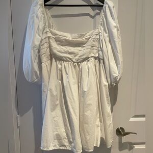 White Puff Sleeve Mini Dress in XXL Tall